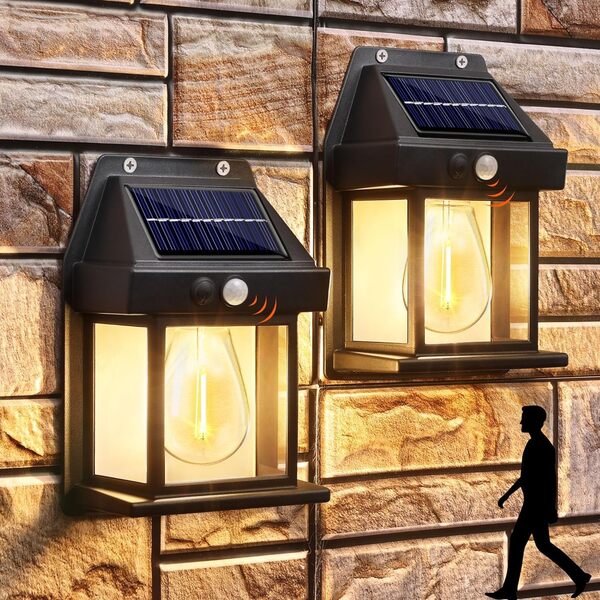 2 x Solar Wall Lamp™ Farol solar inteligente con sensor de movimiento