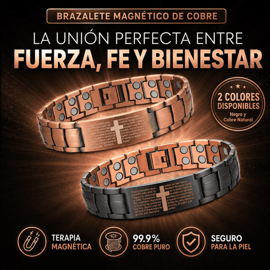 Pulsera con el "Padre Nuestro" grabado en cobre magnético