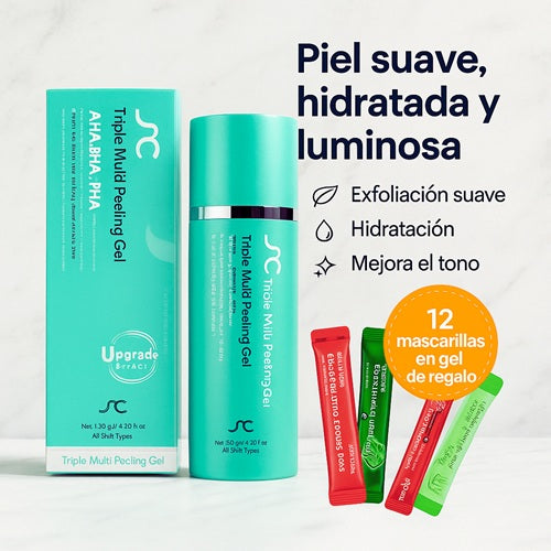 DermaGlow™ | Exfoliante facial con extractos naturales + 12 Mascarillas en gel de regalo